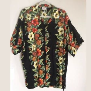 Pineapple Moon Camp Shirt Hawaiian Print Size XL